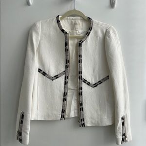 Maje Size 36 (Small) White Jacket with Silver Zipper